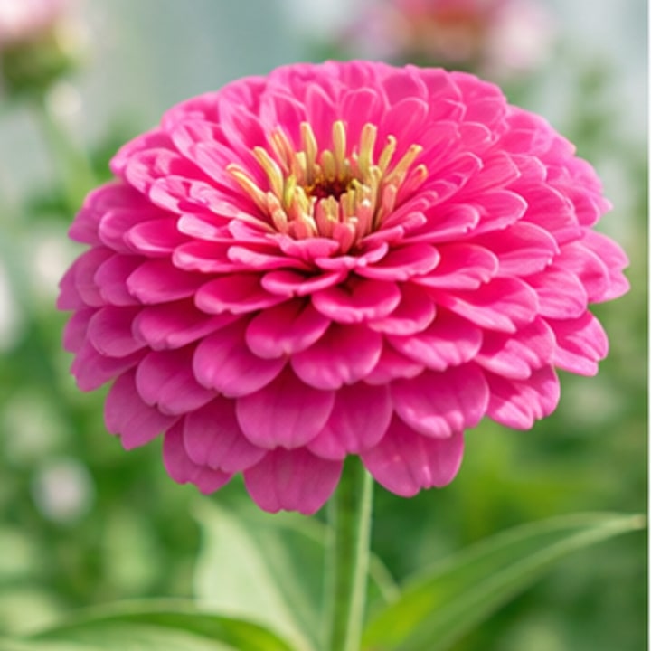 Pink zinnia in bloom